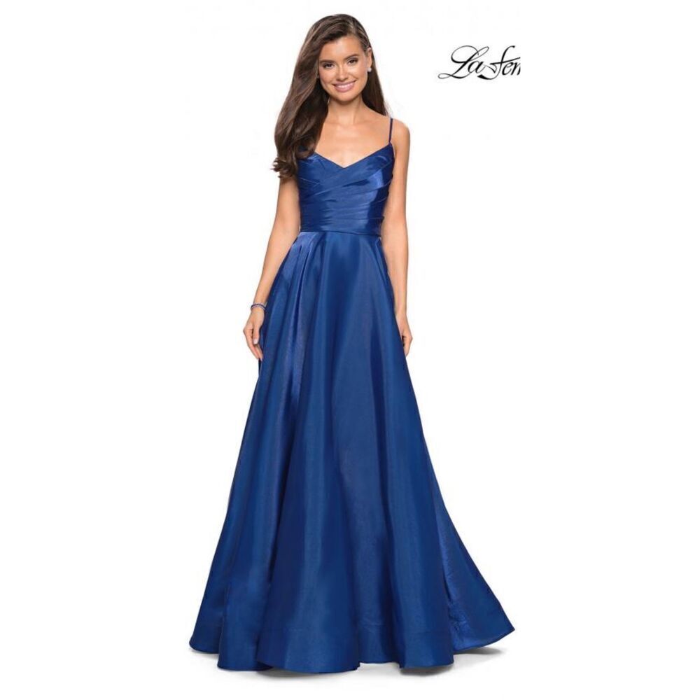 La Femme 27226 Prom Dress in Marine Blue NWOT Size 16